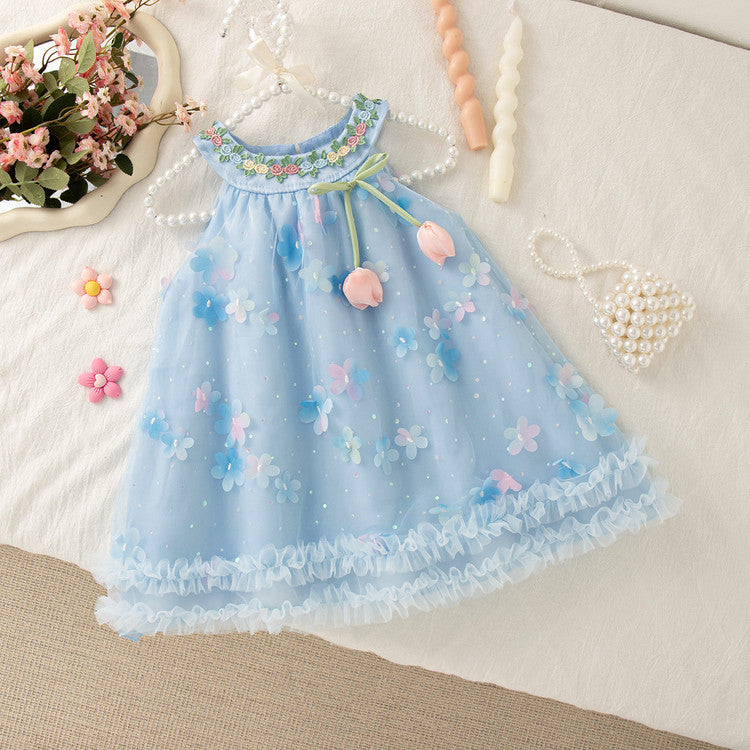 Robe d'impression florale pour enfants pour filles