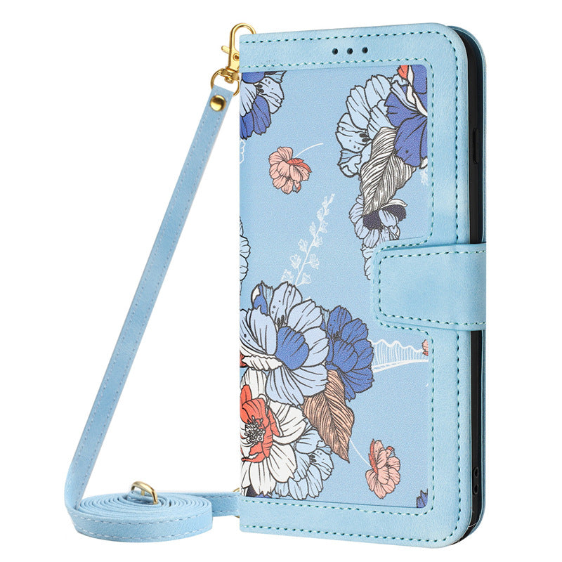Petit étui en cuir Flip Floral Étui téléphonique
