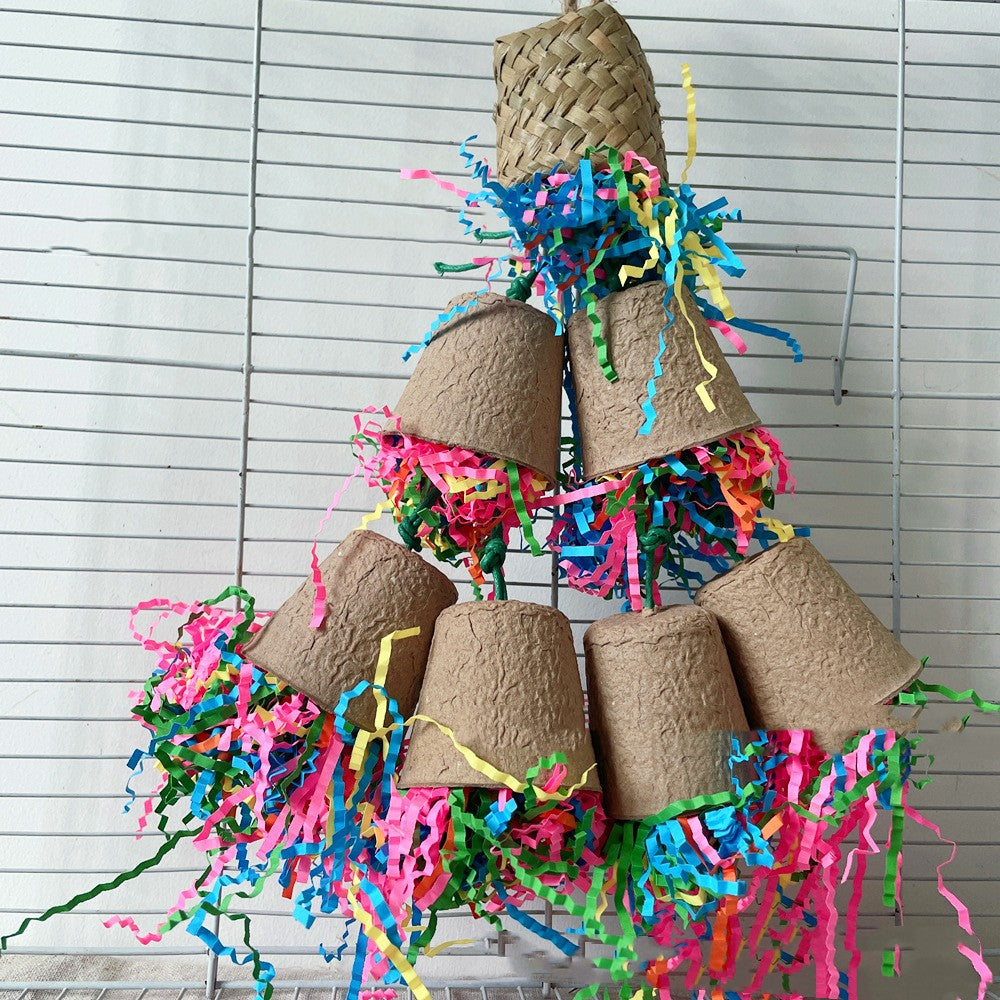Jouet de tissage de paume en papier pour perroquet