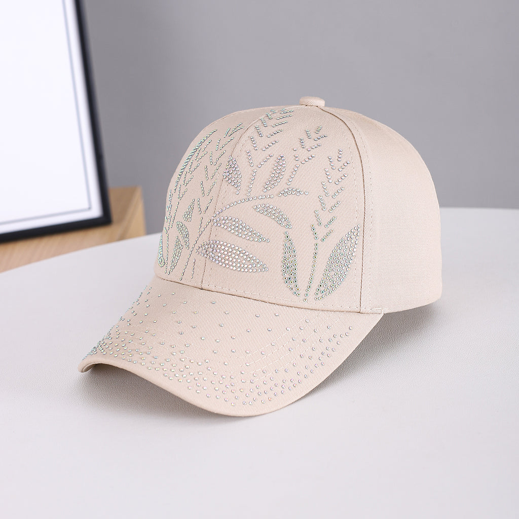 Homme et femme ajustable en forme de feuille Motif perlé Tissu de sergé Bouchon de baseball Brimmed.