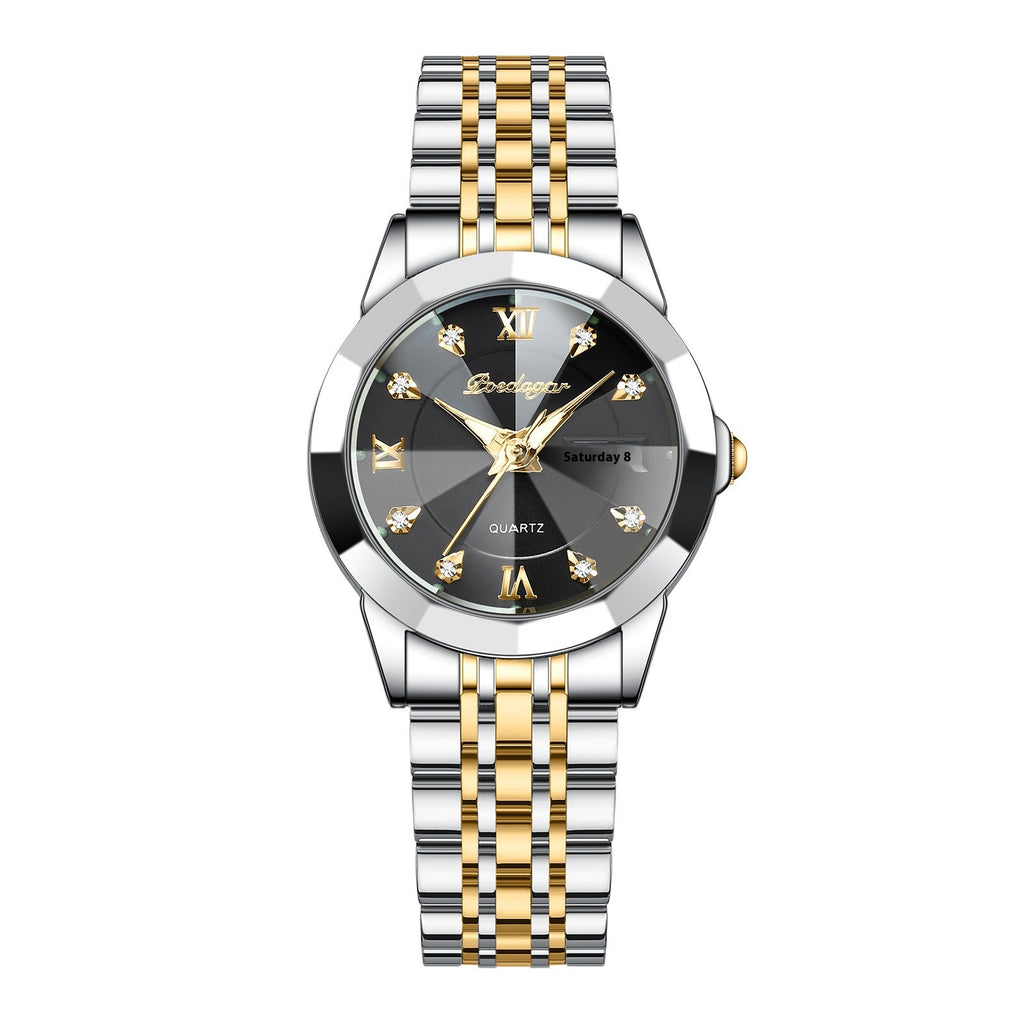 Femmes étanche double calendrier lumineux Wrist Watch