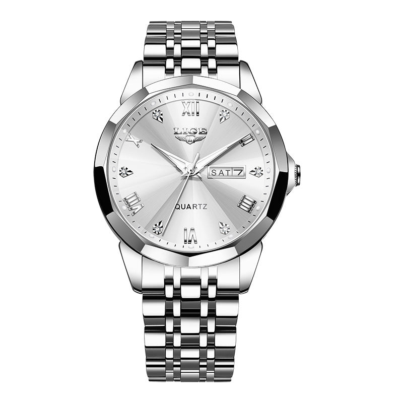 Montre Quartz Lumineuse étanche à double calendaire pour hommes
