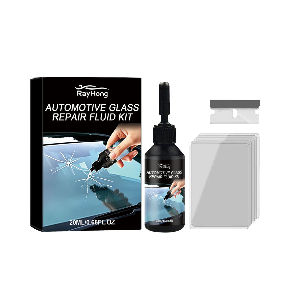 Kit fluide de réparation de verre automobile