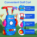 Jeu de golf pour tout-petits avec 4 Balles 4 Clubs 2 Trous 2 Drapeaux Golf Panier Golf intérieur en plein air