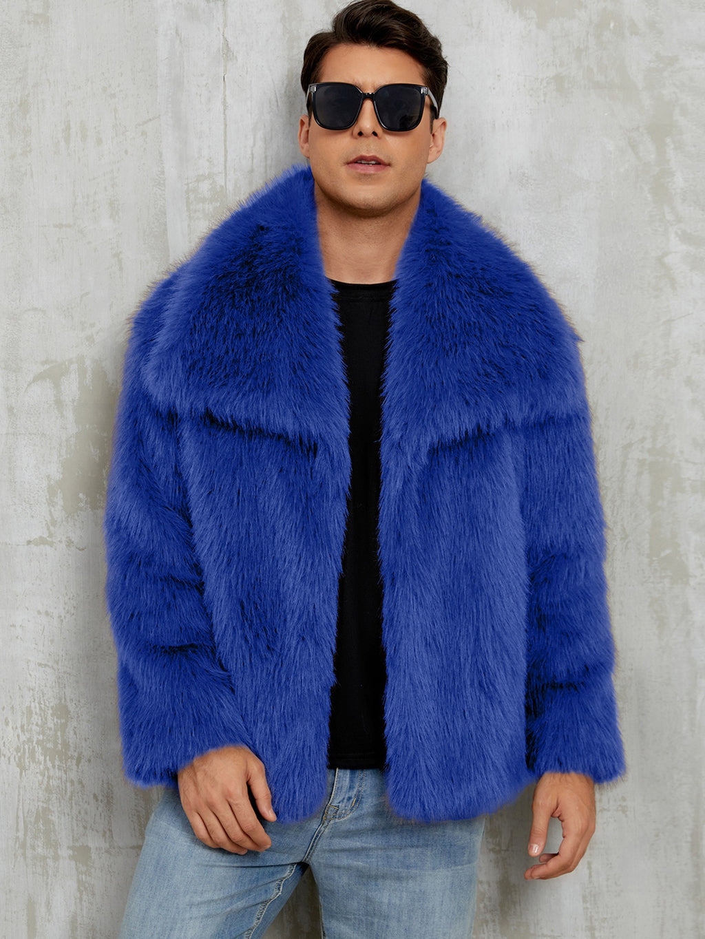 Veste en fausse fourrure de style Lapel pour homme