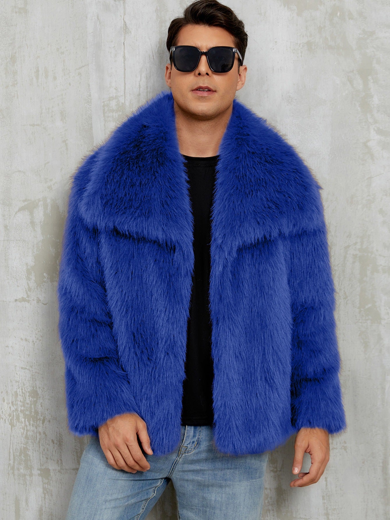 Veste en fausse fourrure de style Lapel pour homme