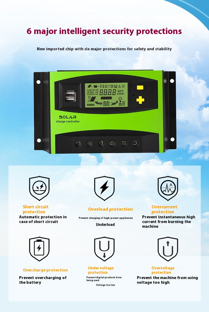 Contrôleur solaire 12v24v20A-60A Contrôleur de panneau photovoltaïque