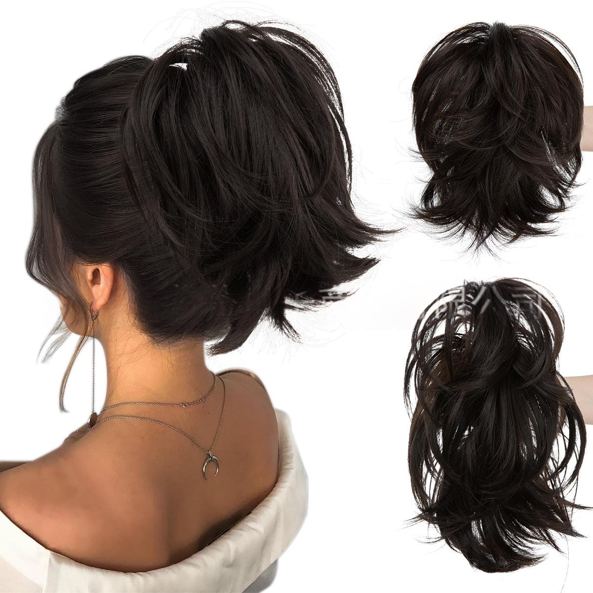 Haute température Synthétique Perruque Cheveux Clip-on Ponytail Femmes Court Style Volumineux Petit C
