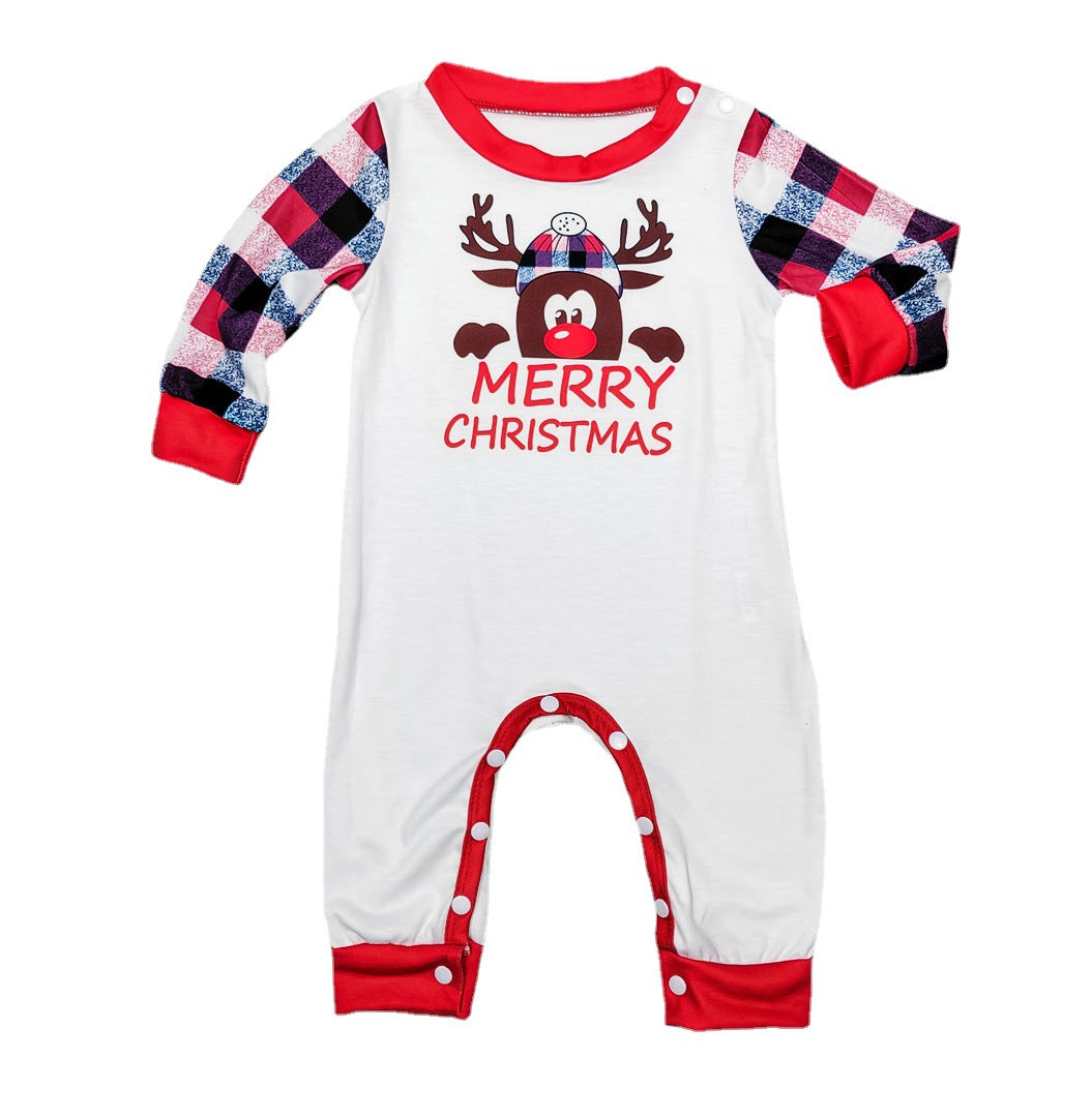 Style Plaid Deer Christmas Parent-enfant Pajama Suit