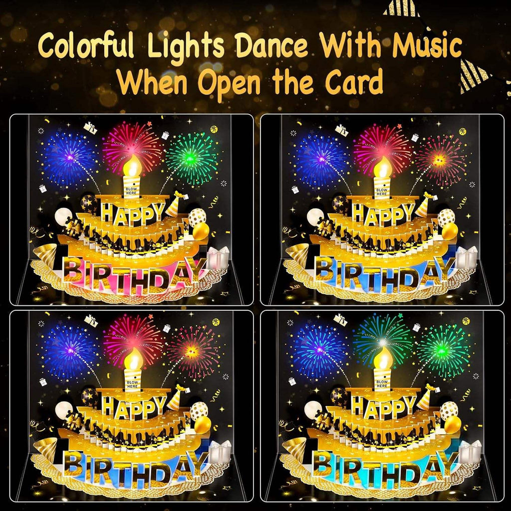 Light Music Up carte cadeau gâteau carte d'anniversaire heureux avec enveloppe