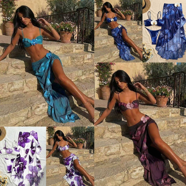 Ombre bleu-vert BIKINI Ensemble de trois pièces