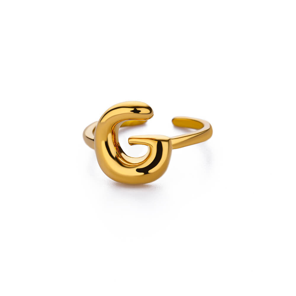 Cute Bubble Letters Anneau en or plaqué or 18K