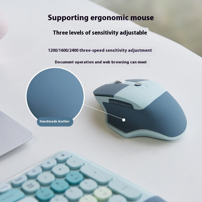Wireless Ergonomic Veneer Wrist Splint Keyboard and Mouse Combo