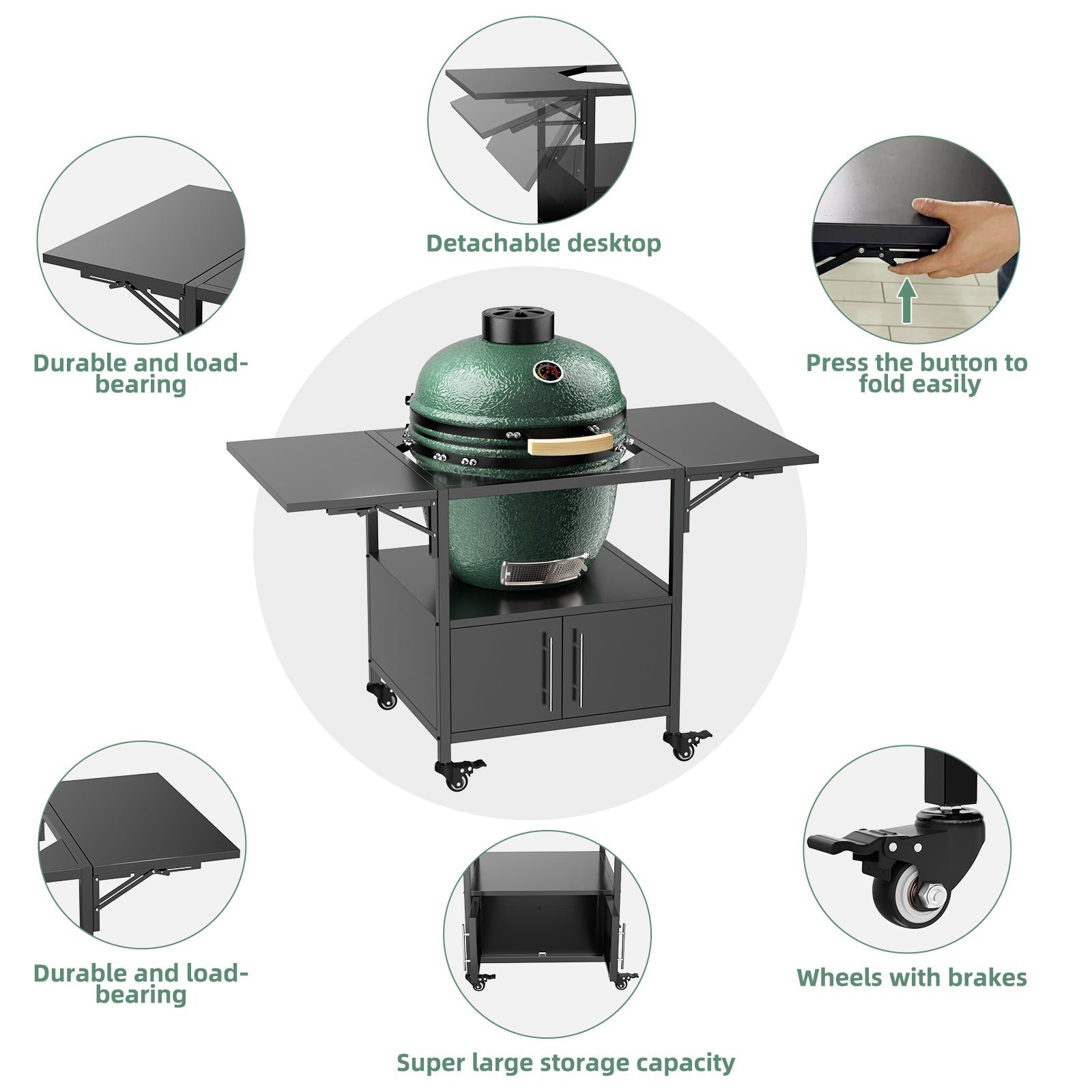 Table de grill extérieur pour Big Green Egg Style BBQ