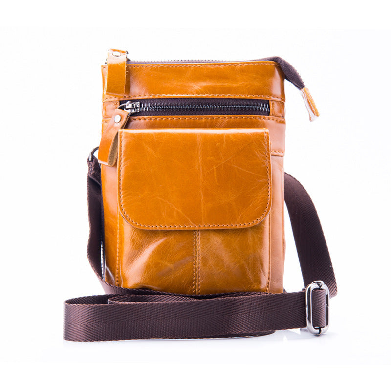 Poche en cuir homme Multifonctionnel Petit sac Sports de plein air Une épaule