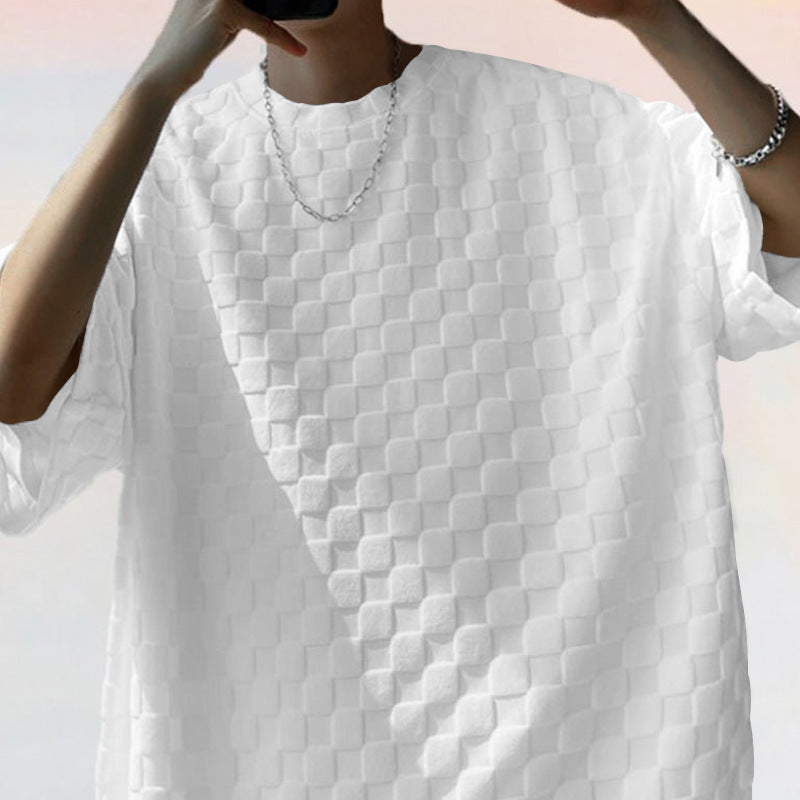 Jacquard Plaid Loose Straight Casual Short Suit