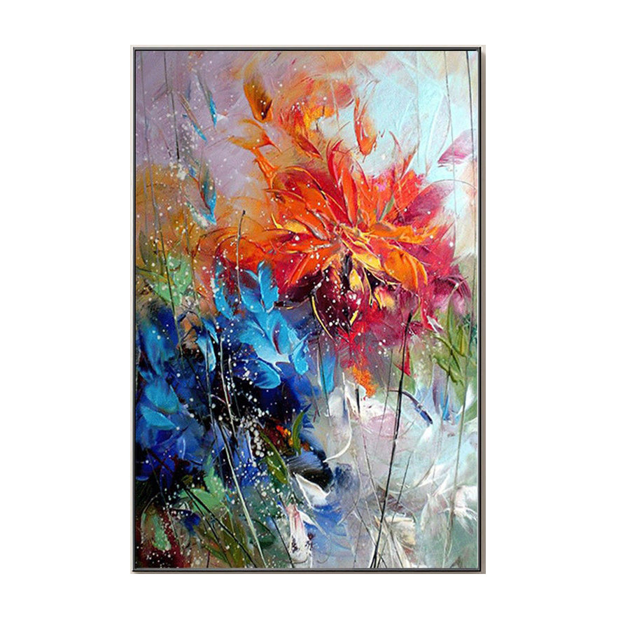Huile florale sur toile peinte à la main