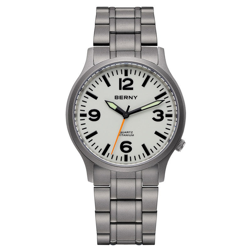 Bernie Hommes Imperméable Haute Lumineuse Titane Alliage Montre Quartz