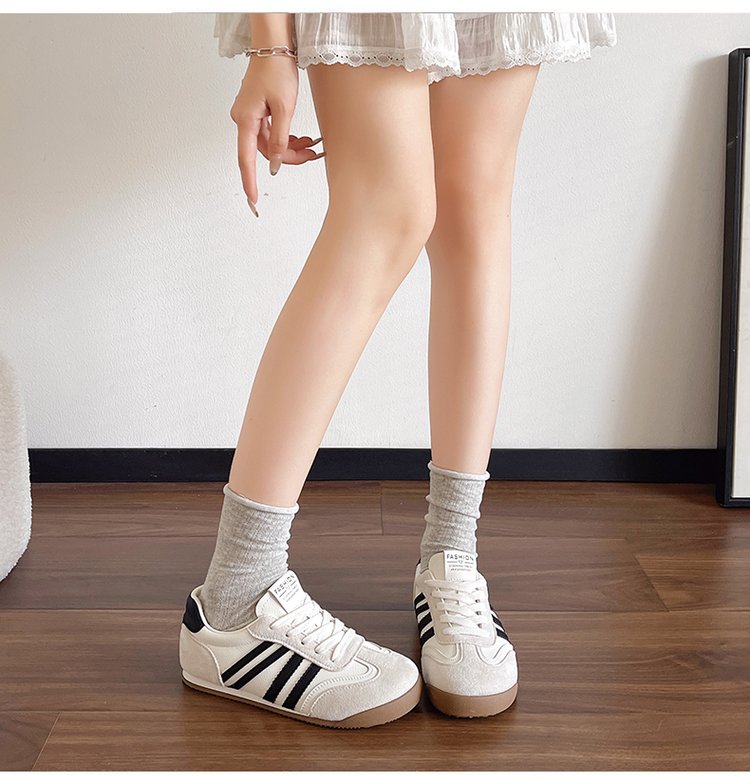 Femmes Ballet Style Allemand Trainer Chaussures Printemps Été Trendy Casual Gump Sneakers Blanc