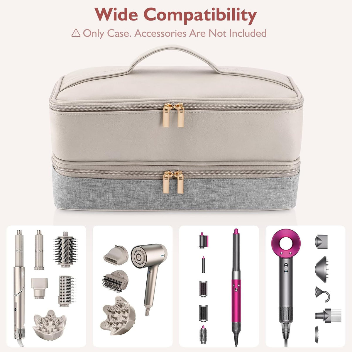 Sac de rangement portable double couche pour souffleurs capillaires et fers de curling