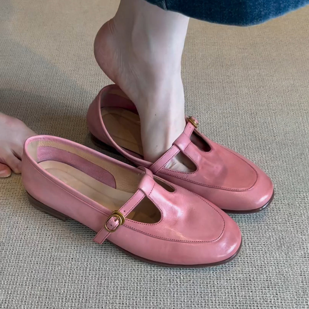 Femmes Retro T-Strap Slip-on Chaussures