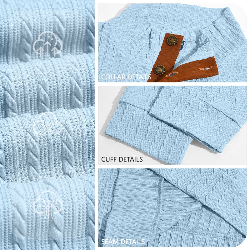Top homme de style américain avec un collier debout et texturé Jacquard Weave