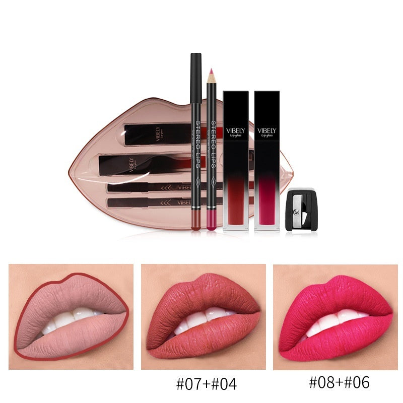 Linge de lèvre nu mat et lip Gloss Set