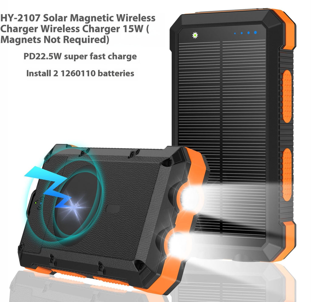 Solar Magnetic Wireless Charger Power Bank 20000 MA Éclairage extérieur étanche