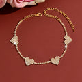 Femmes Quatre coeurs Pavés CZ Collier Choker