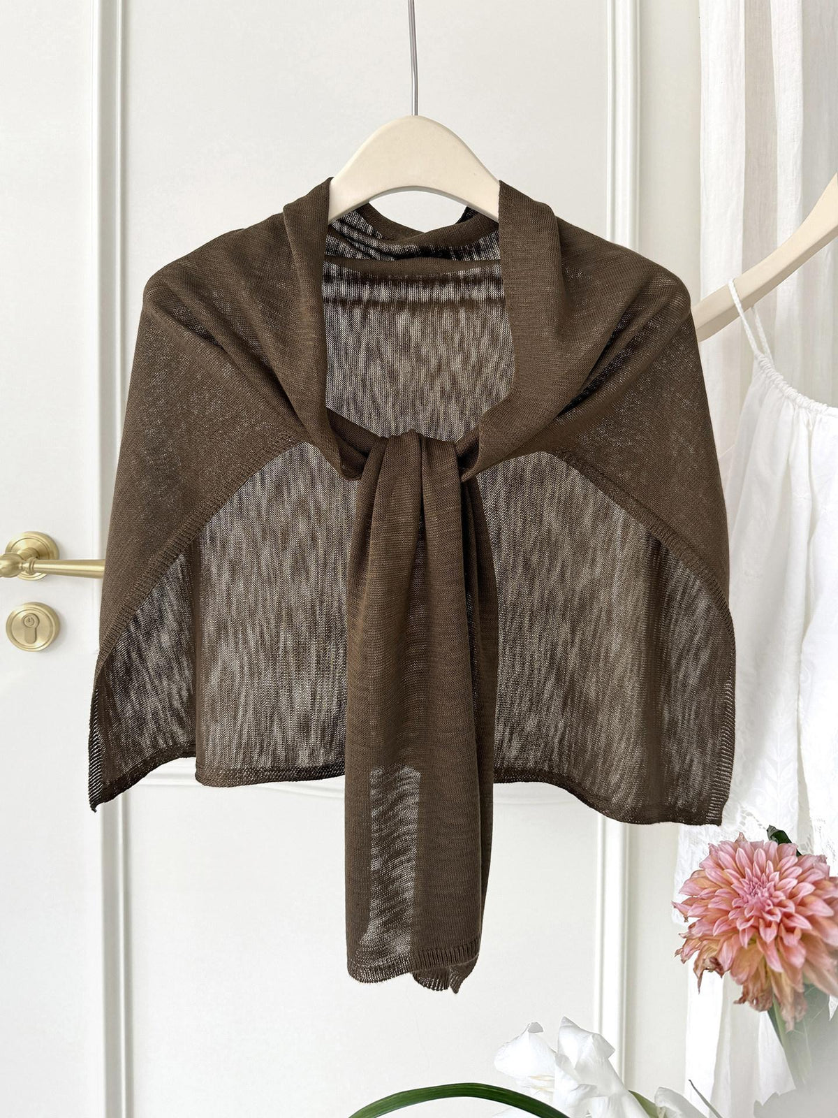Women's Plus Size Knitted Shawl with Bamboo Pattern