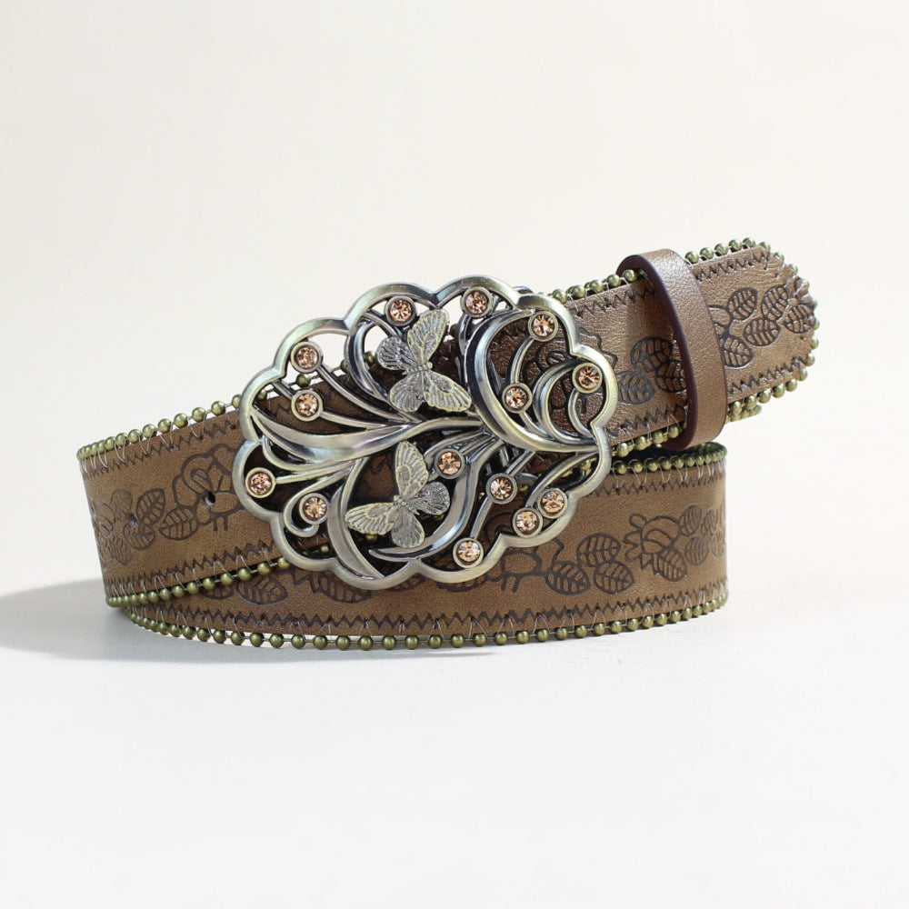 Mode décontractée Ceinture en cuir jeune avec un style snap Buckle Punk