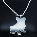 Collier pendentif bulldog français mignon en acier inoxydable à huile noire pour les femmes