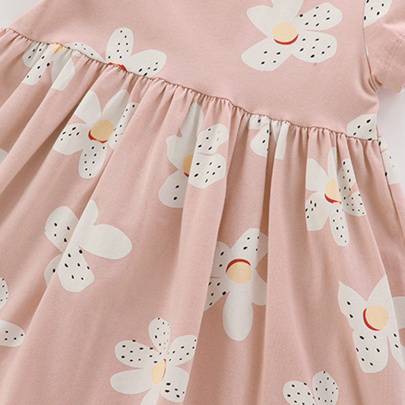 Girls' Western Style Short-Sleeved Princess Dress