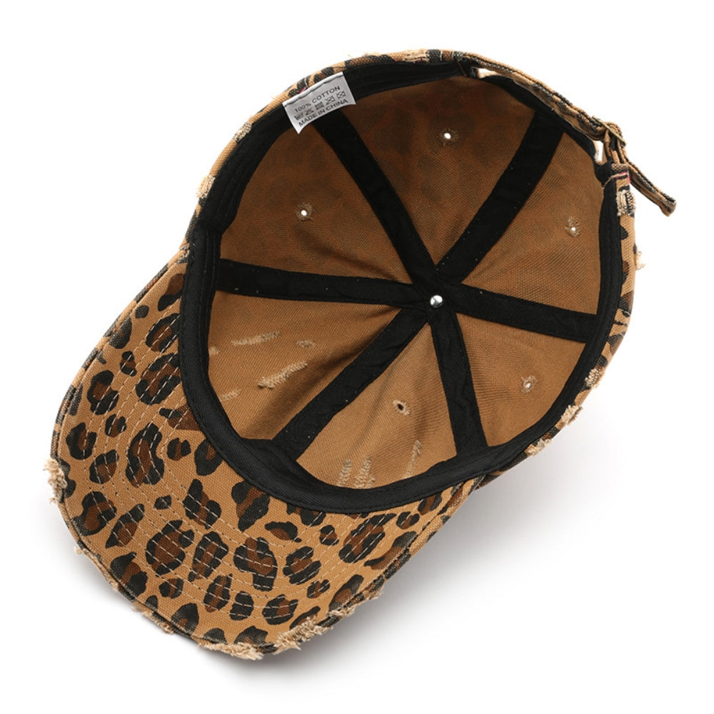 Leopard Print Diressed Beveled Ajustable Vintage style casual Casquette de baseball adapté pour