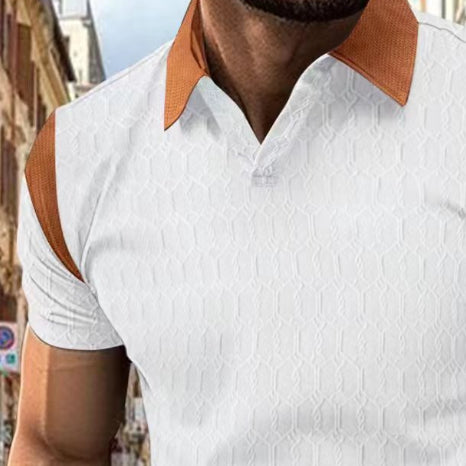 Chemise polo de couleur solide Jacquard pour homme