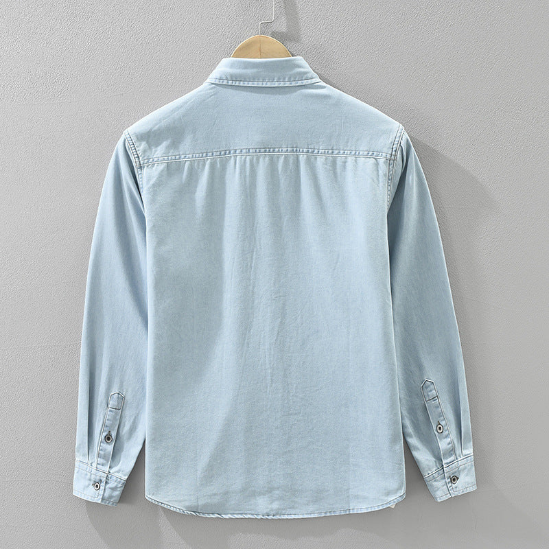 Chemise Denim Vintage à manches longues de style japonais pour hommes