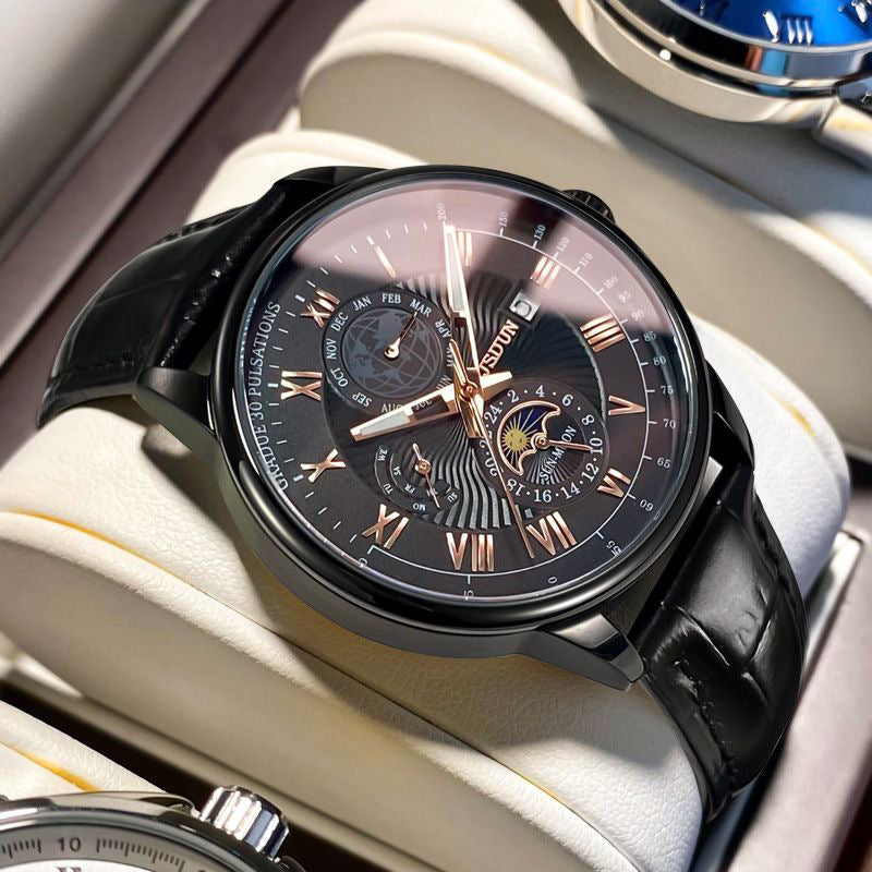 Montre automatique étanche Quartz double calendrier lumineux