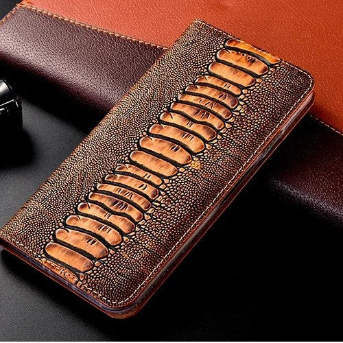 Étui de téléphone magnétique en cuir véritable
