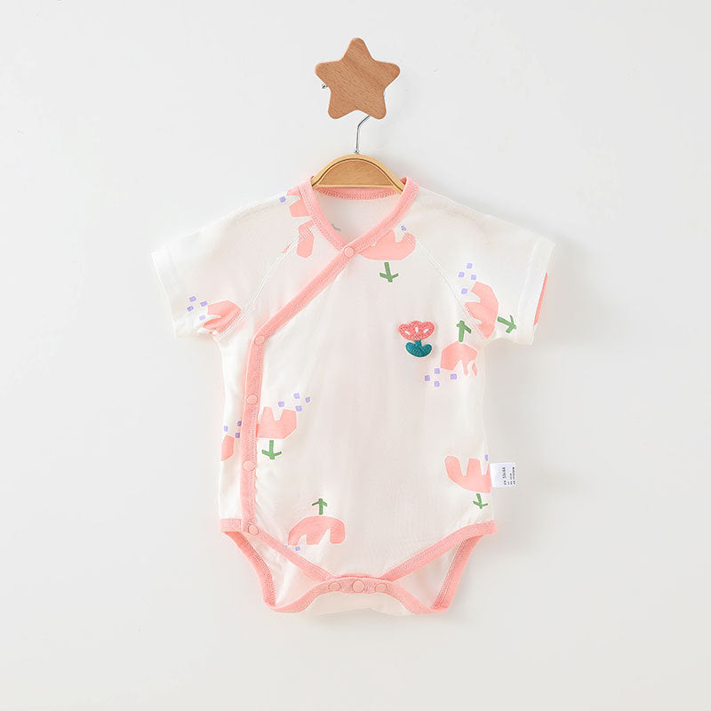 Caricature simple Imprimer Été Bébé Rompers Vêtements filles
