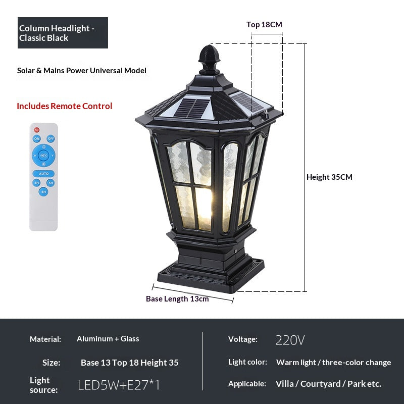 Lampe extérieure étanche à l'énergie solaire pour cour