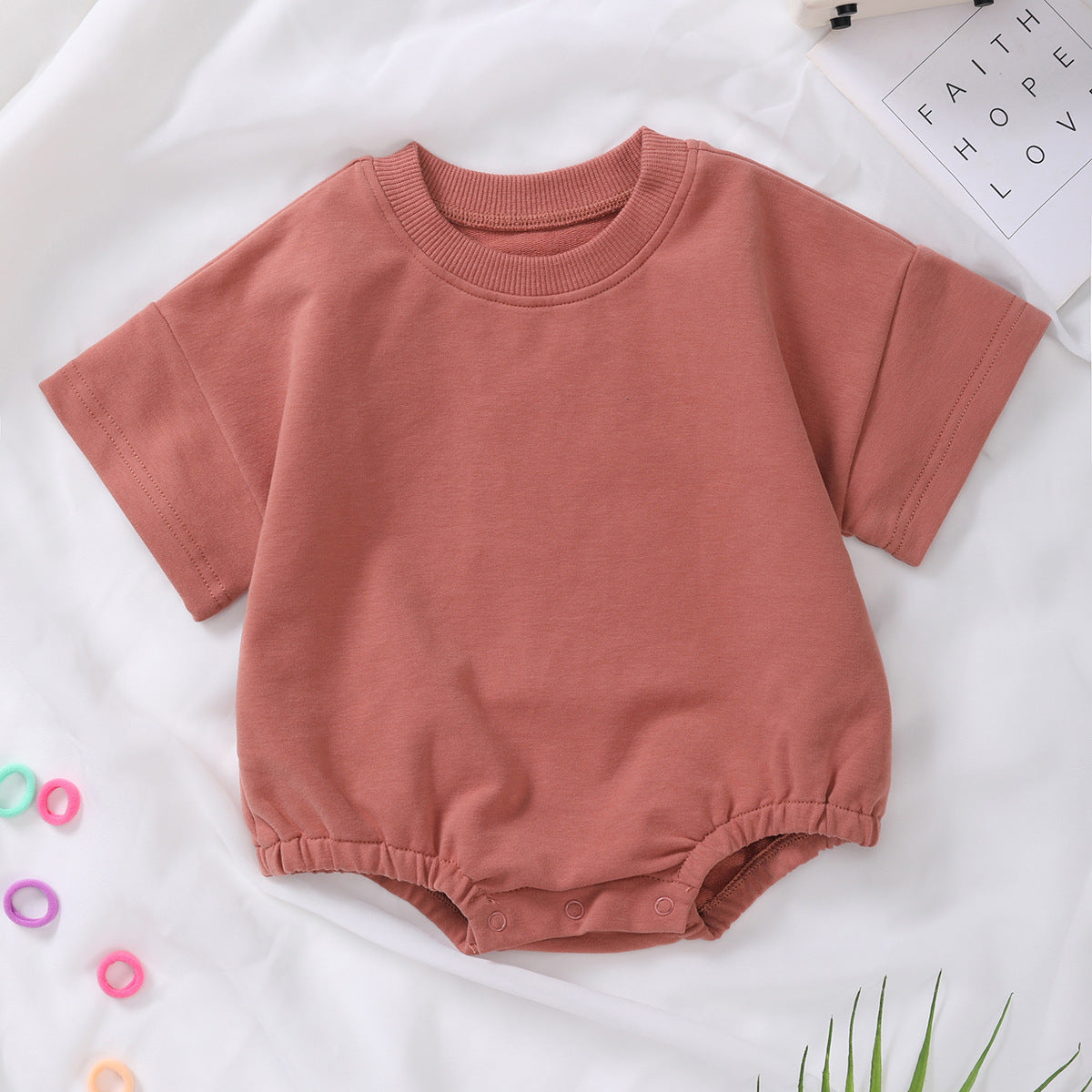 Romper en coton biologique à manches courtes