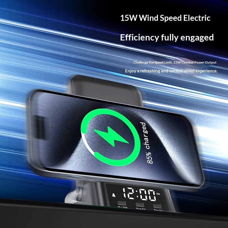 3-en-1 Chargeur horloge de bureau debout avec charge sans fil