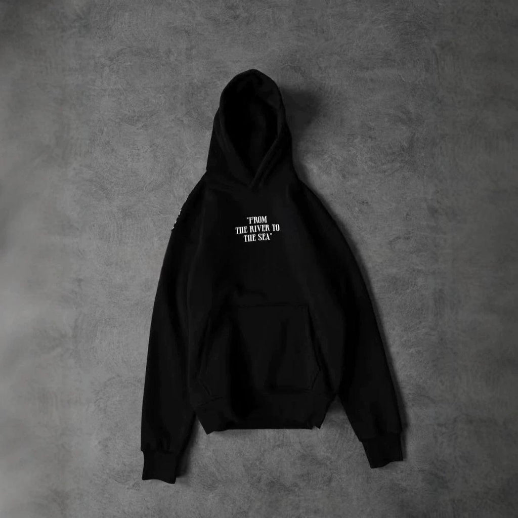 Sweatshirt à capuchon imprimé numérique en couleur unie avec poches