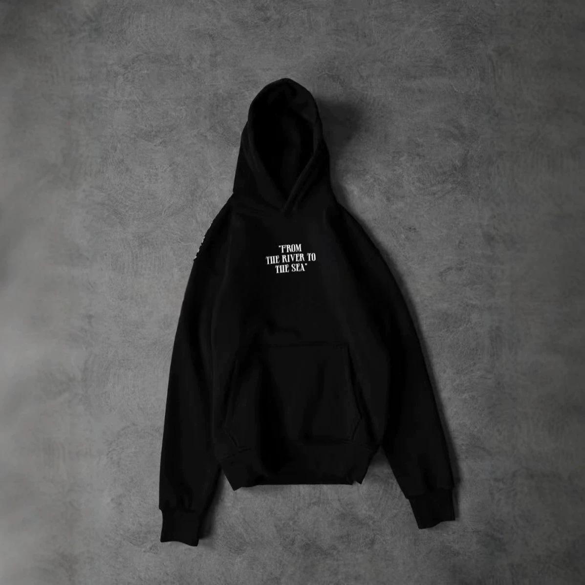 Sweatshirt à capuchon imprimé numérique en couleur unie avec poches