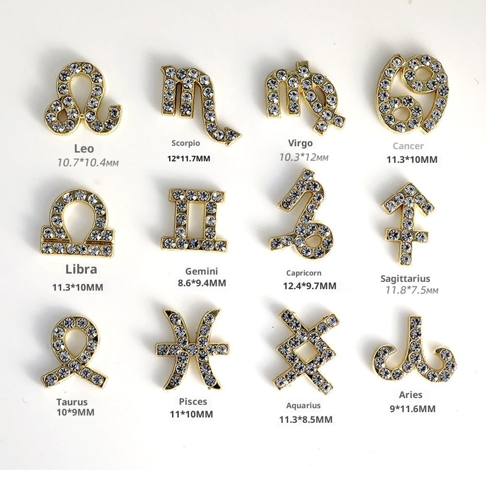 Douze Zodiac Nail Art Accessoires Alliage de diamants incrustés