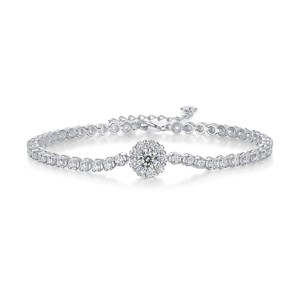 S925 Bracelet de tennis en argent 7.4g Moissanite