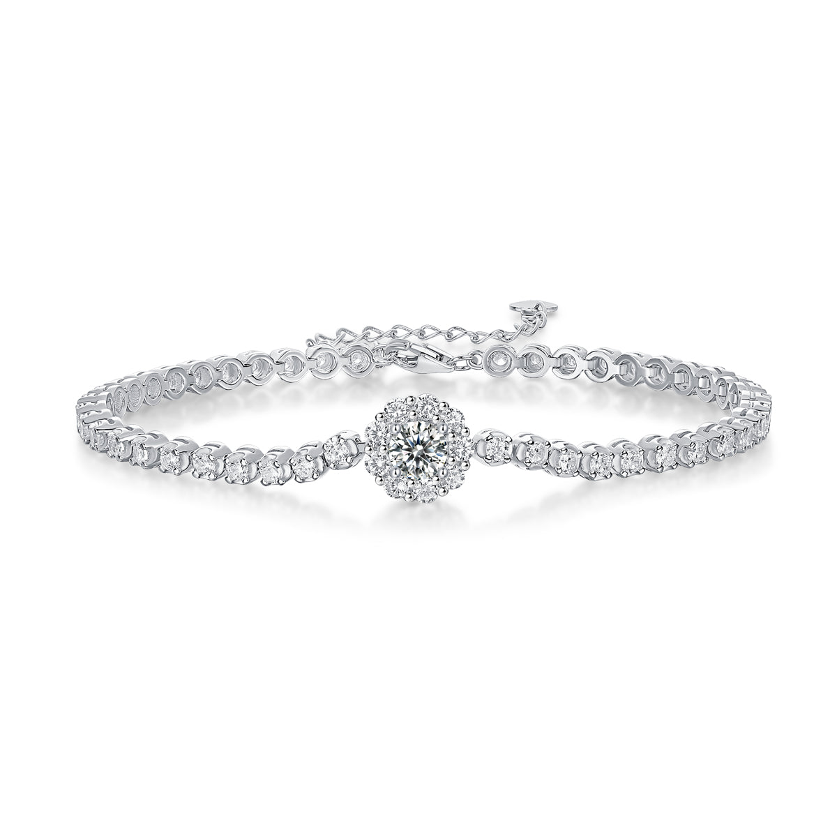 S925 Bracelet de tennis en argent 7.4g Moissanite
