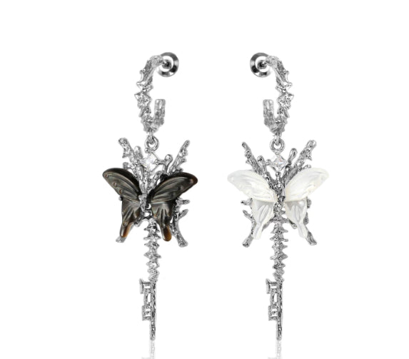 Boucles d'oreilles en tassel papillon avec crochets en argent 925