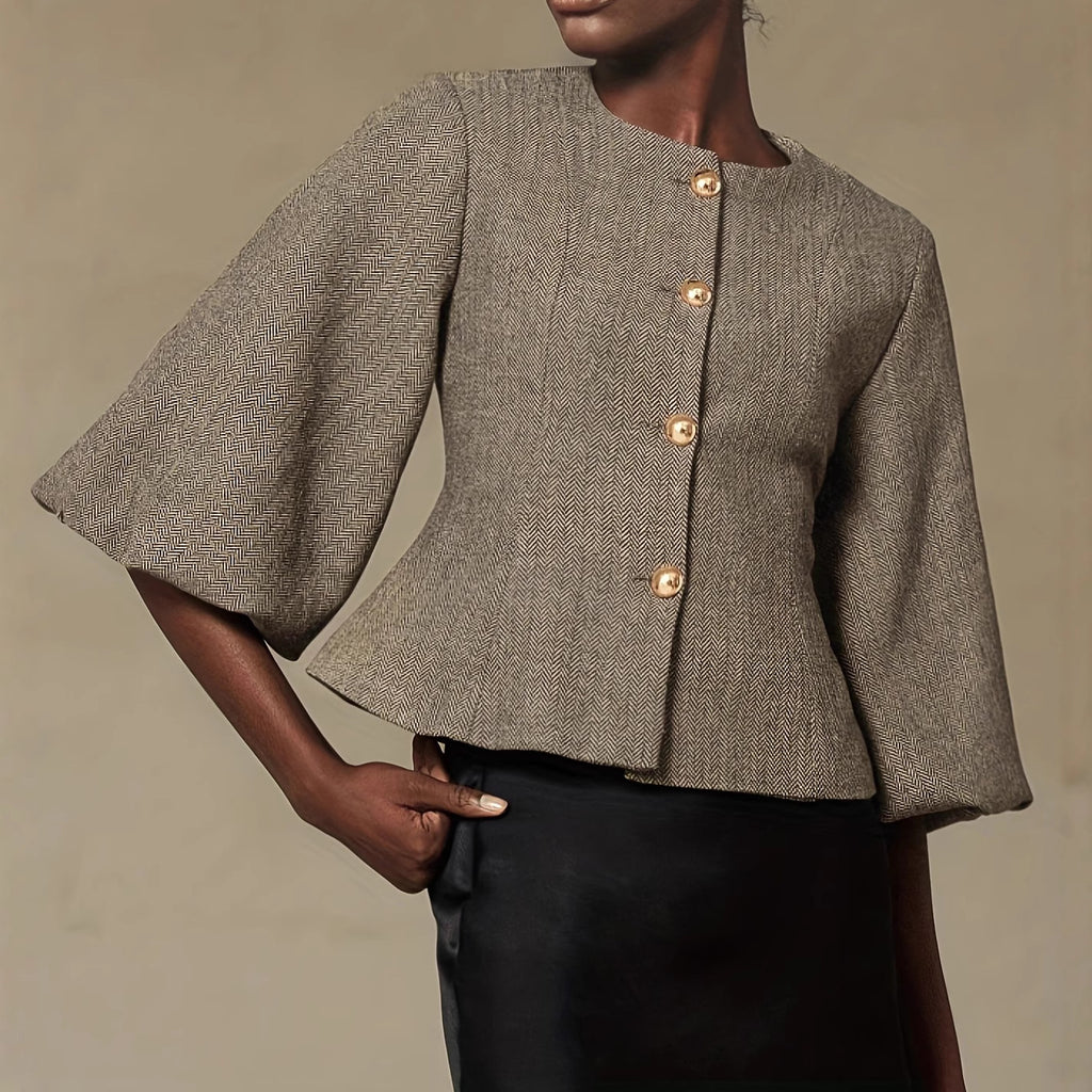 Blazer ceinturé beige vintage le plus vendu avec manches de ballon