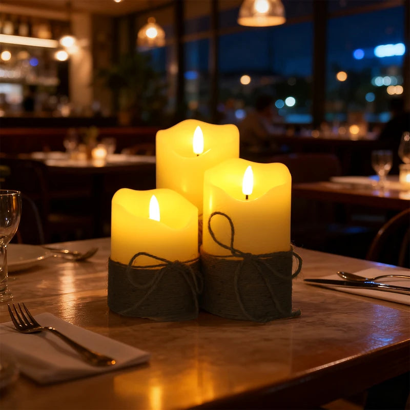 3pcs LED candles flameless candle lights, real wax pillar candle, 10 keys remote control with timer for Home Decoration